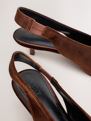 Rust Brown Velvet Forever Comfort® Slingback Point Toe Flats - Image 10 of 10