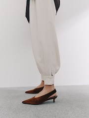 Rust Brown Velvet Forever Comfort® Slingback Point Toe Flats - Image 3 of 10