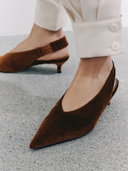 Rust Brown Velvet Forever Comfort® Slingback Point Toe Flats - Image 6 of 10
