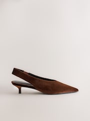 Rust Brown Velvet Forever Comfort® Slingback Point Toe Flats - Image 7 of 10