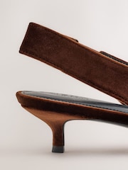 Rust Brown Velvet Forever Comfort® Slingback Point Toe Flats - Image 8 of 10