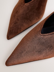 Rust Brown Velvet Forever Comfort® Slingback Point Toe Flats - Image 9 of 10