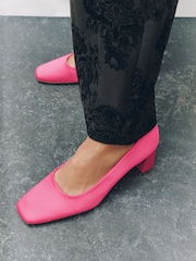 Pink Forever Comfort® Satin Block Court Heels - Image 6 of 11