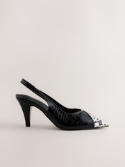 שחור - Forever Comfort® Point Toe Spliced Slingback Heels - תמונה 4 מתוך 8
