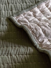 Gallery Home Green Sylvan Stitched Gauze Bedspread 2600x2400mm - Image 3 of 4