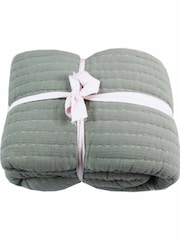 Gallery Home Green Sylvan Stitched Gauze Bedspread 2600x2400mm - Image 4 of 4