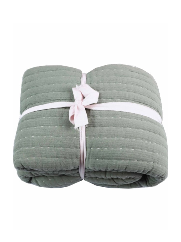 Gallery Home Green Sylvan Stitched Gauze Bedspread 2600x2400mm - Image 4 of 4