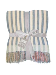 Gallery Home BlueNatural Juniper Stripe Throw with Tassels 1300x1700mm - Image 1 of 1