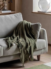 Gallery Home Olive Green Smooth Touch Waffle Throw 1300x1700mm - Image 1 of 4
