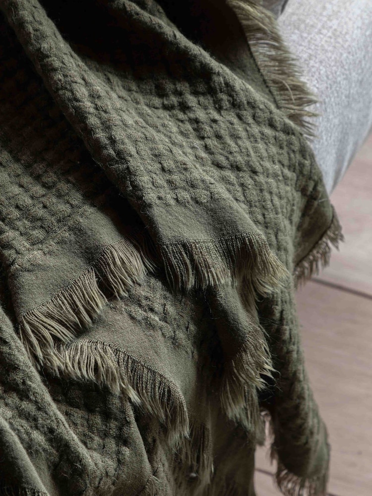 Gallery Home Olive Green Smooth Touch Waffle Throw 1300x1700mm - Image 2 of 4