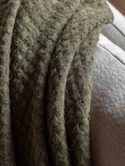 Gallery Home Olive Green Smooth Touch Waffle Throw 1300x1700mm - Image 3 of 4