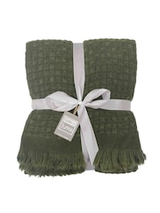 Gallery Home Olive Green Smooth Touch Waffle Throw 1300x1700mm - Image 4 of 4