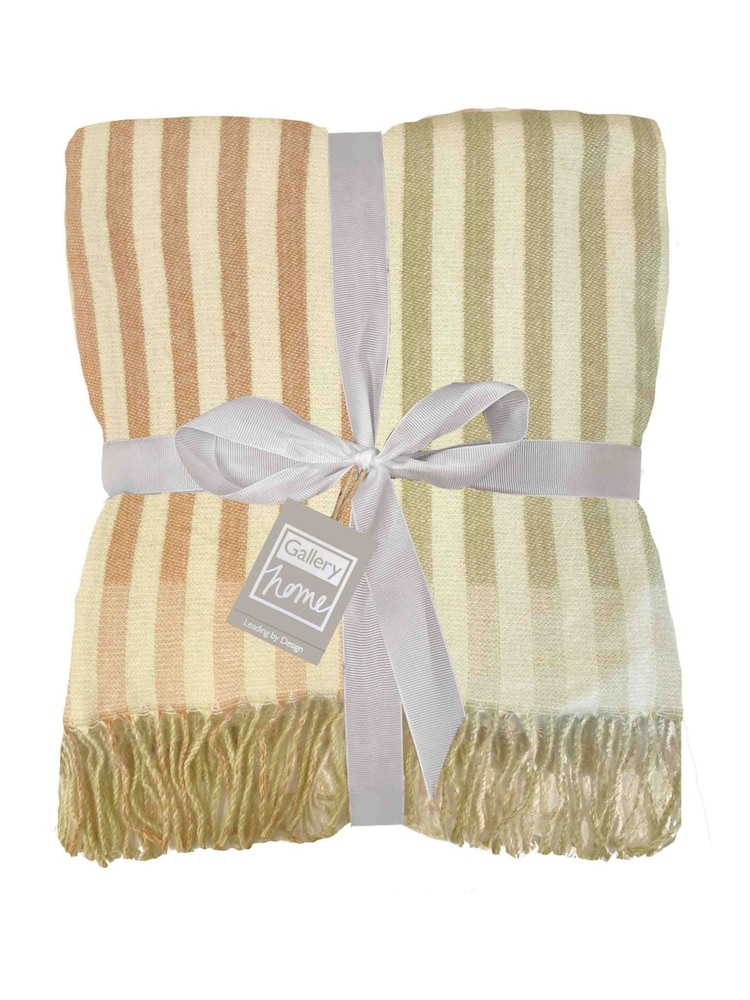 Gallery Home SageRust Juniper Stripe Throw with Tassels 1300x1700mm - Image 1 of 1