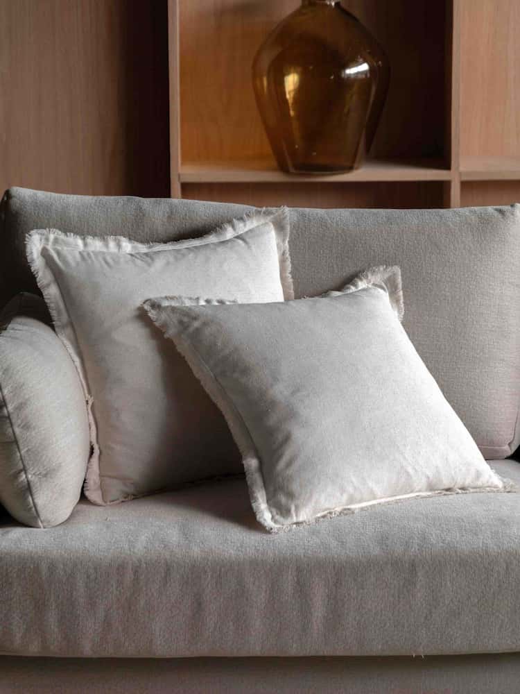 Gallery Home Cream Selection of 2 Flax Look Cushion 450x450mm - Image 1 of 4