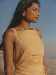 Mint Velvet Yellow Linen Blend Wrap Midi Dress - Image 5 of 8