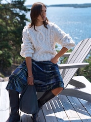 Ecru Cable Hand Knit Crew Neck Jumper - Image 1 of 7