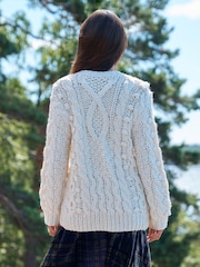 Ecru Cable Hand Knit Crew Neck Jumper - Image 3 of 7