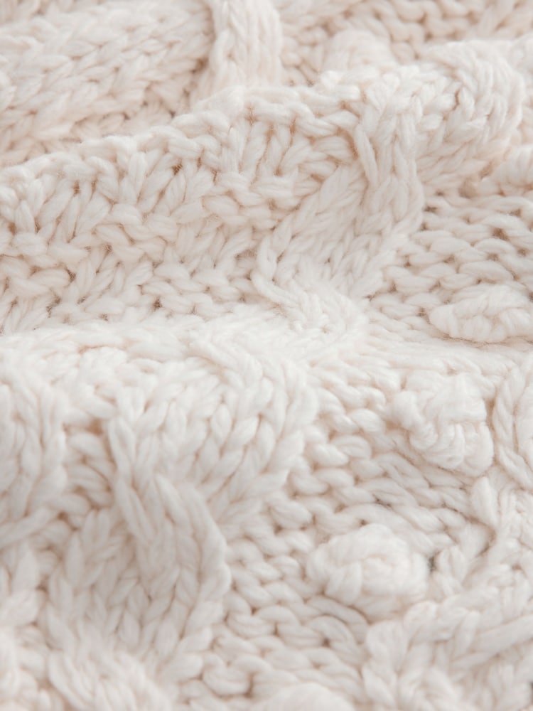 Ecru Cable Hand Knit Crew Neck Jumper - Image 7 of 7 Ecru Cable Hand Knit Crew Neck Jumper - Image 7 of 7