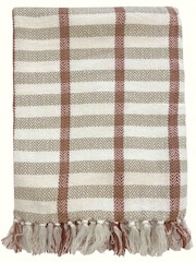 Gallery Home Natural/Rust Satin Woven Plaid Throw in 1300x1700mm - Image 1 of 1