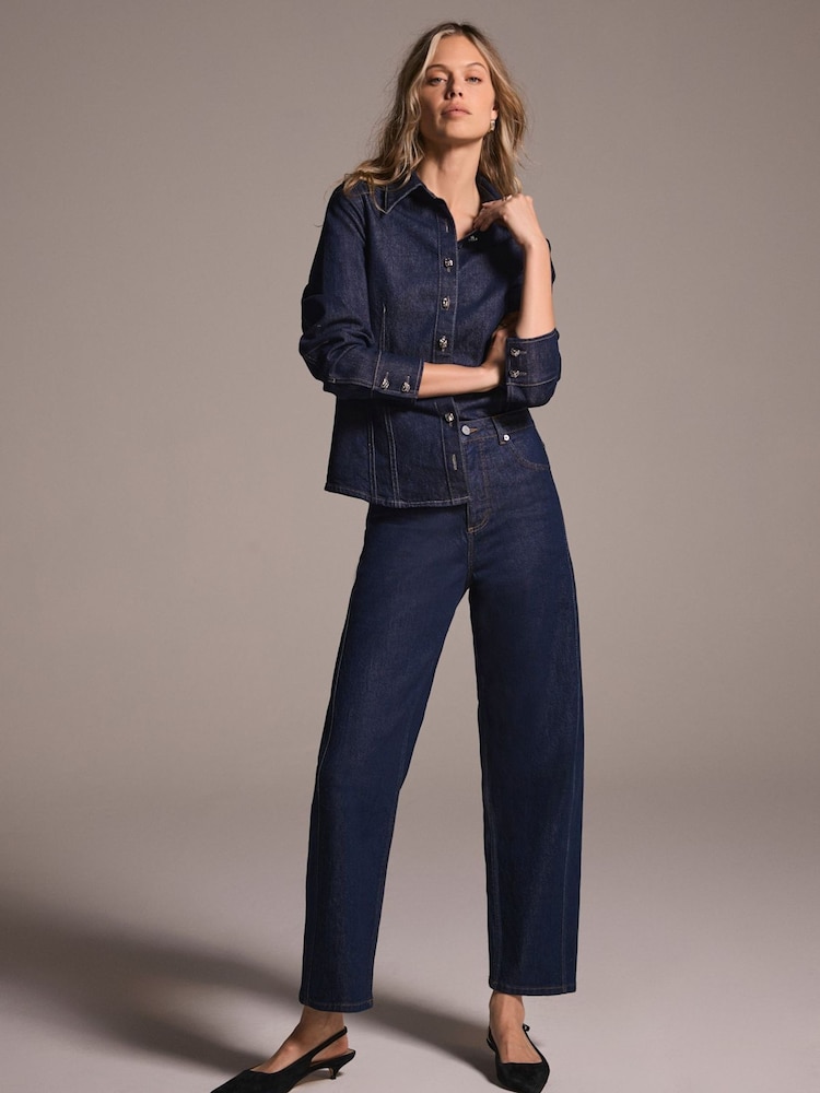 Mint Velvet Blue Barrel Leg Jeans - Image 1 of 7
