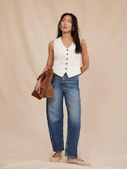 Mint Velvet Dark Blue Barrel Leg Jeans - Image 1 of 8