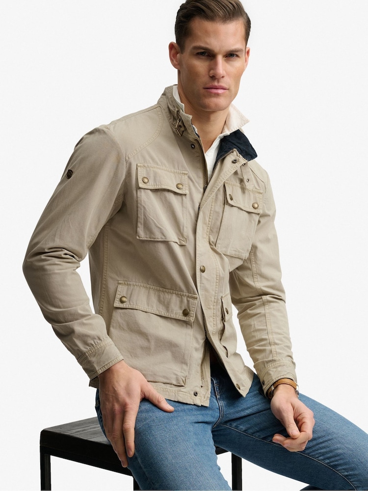 SUPERDRY Brown Merchant Ripstop Racer Jacket - Image 1 of 9