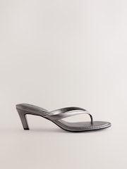 Pewter Forever Comfort® Round Toe Leather Toe Post Heels - Image 1 of 5