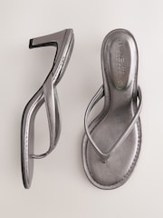 Pewter Forever Comfort® Round Toe Leather Toe Post Heels - Image 2 of 5