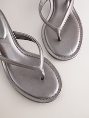 Pewter Forever Comfort® Round Toe Leather Toe Post Heels - Image 4 of 5