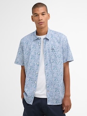 Barbour® Blue Greatcroft Printed Summer Fit Shirt - Image 1 of 6