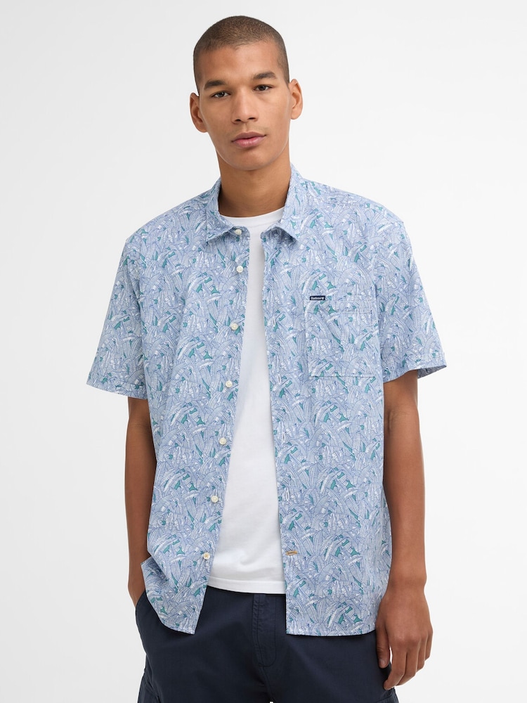 Barbour® Blue Greatcroft Printed Summer Fit Shirt - Image 1 of 6