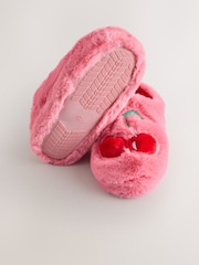 Pink Cherry Faux Fur Mule Slippers - Image 5 of 5