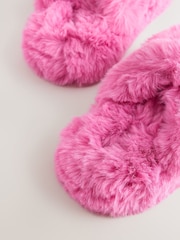 Bright Pink Faux Fur Slipper Mules - Image 4 of 5