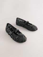 Black Mesh Standard Fit (F) Occassion Mary Jane Shoes - Image 1 of 5