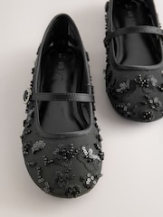 Black Mesh Standard Fit (F) Occassion Mary Jane Shoes - Image 3 of 5