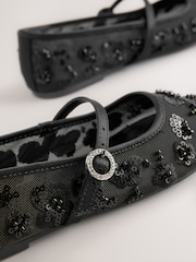 Black Mesh Standard Fit (F) Occassion Mary Jane Shoes - Image 4 of 5