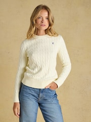 Joules Cream Classic Crew Neck Cotton Cable Knit Jumper - Image 1 of 8