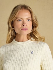 Joules Cream Classic Crew Neck Cotton Cable Knit Jumper - Image 4 of 8