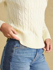 Joules Cream Classic Crew Neck Cotton Cable Knit Jumper - Image 7 of 8