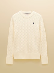 Joules Cream Classic Crew Neck Cotton Cable Knit Jumper - Image 8 of 8