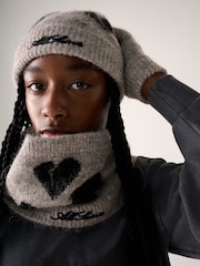 smALLSAINTS Taupe Knitted Heart Motif Snood - Image 1 of 8