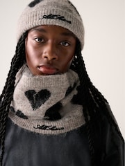 smALLSAINTS Taupe Knitted Heart Motif Snood - Image 4 of 8