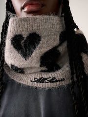 smALLSAINTS Taupe Knitted Heart Motif Snood - Image 5 of 8