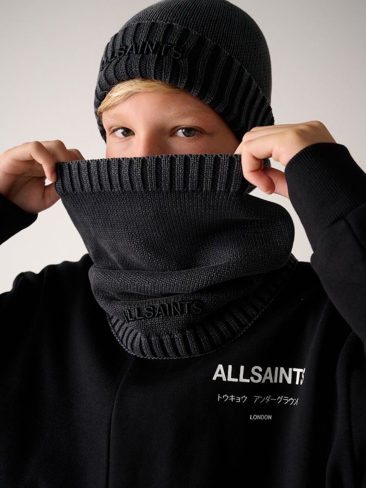 smALLSAINTS Grey Underground Knitted Logo Snood - Image 2 of 5 smALLSAINTS Grey Underground Knitted Logo Snood - Image 2 of 5