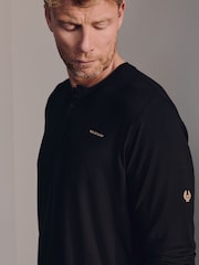 أسود - Belstaff Lounge Soft Touch Modal Long Sleeve Henley T-Shirt - صورة 3 من 7