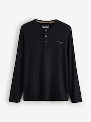 أسود - Belstaff Lounge Soft Touch Modal Long Sleeve Henley T-Shirt - صورة 7 من 7