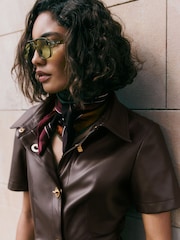Friends Like These Twist Lock Faux Leather PU Shirt Mini Dress - Bilde 3 av 6