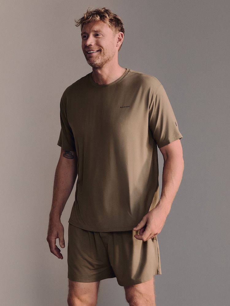 Smeđa - Belstaff Lounge Soft Touch Modal T-Shirt - Slika 2 od 8