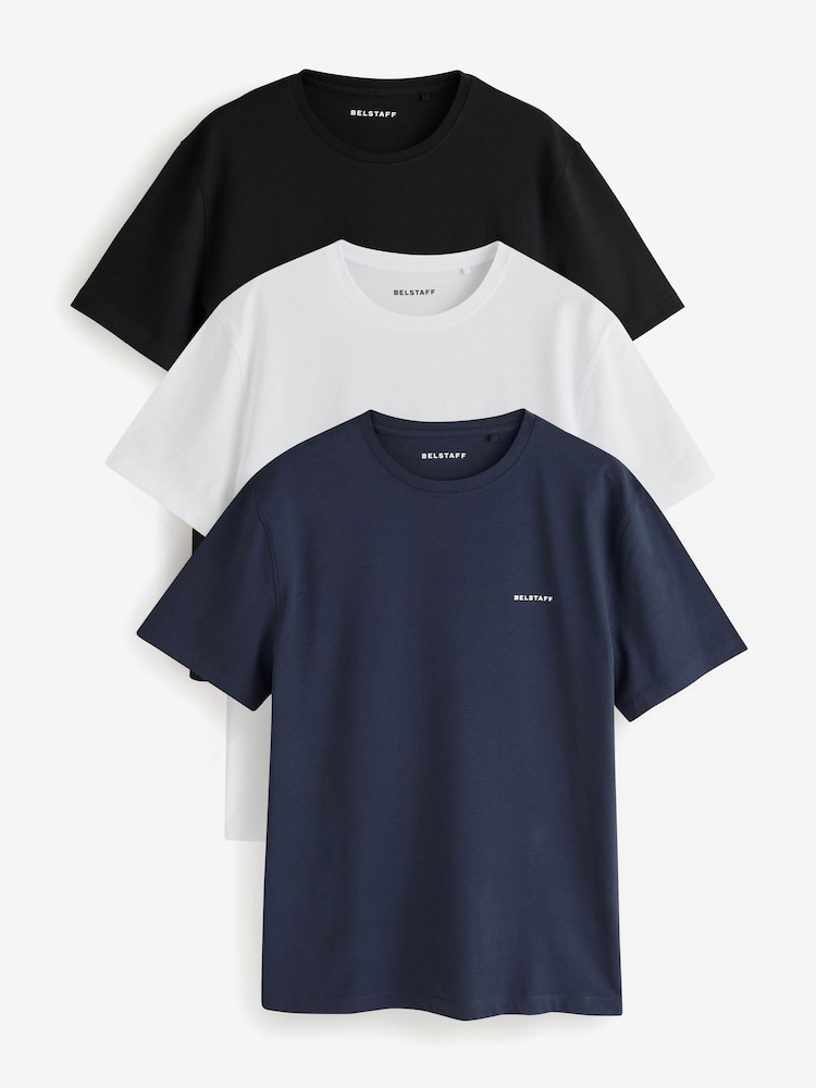 Sort/marineblå - Belstaff Crew Neck Short Sleeve T-Shirts 3 Pack - Billede 1 af 18
