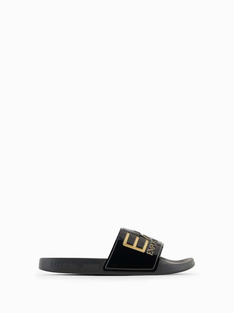 EA7 Black Beachwear Sliders - Image 1 of 2